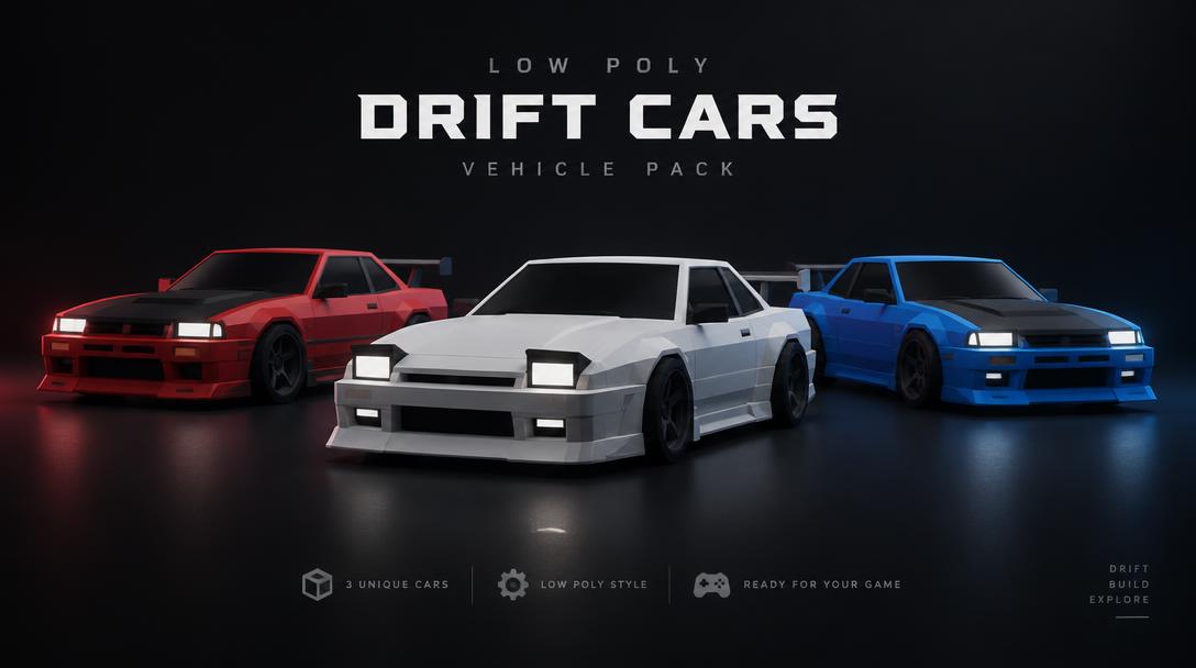Low Poly Drift Cars — Vehicle Pack